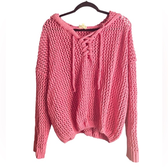 BiBi Pink Open-Knit Women's Sweater - Picture 1 of 5